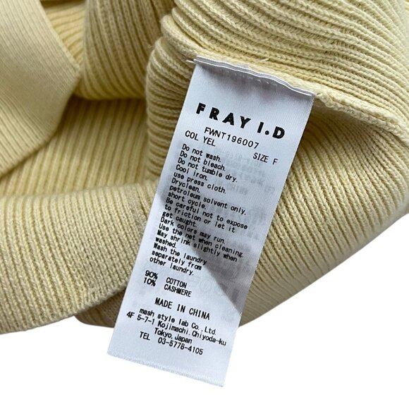 Fray I.D‎ Cotton Cashmere Blend Butter Yellow Sweater S Minimalist Quiet Luxury - Picture 5 of 8